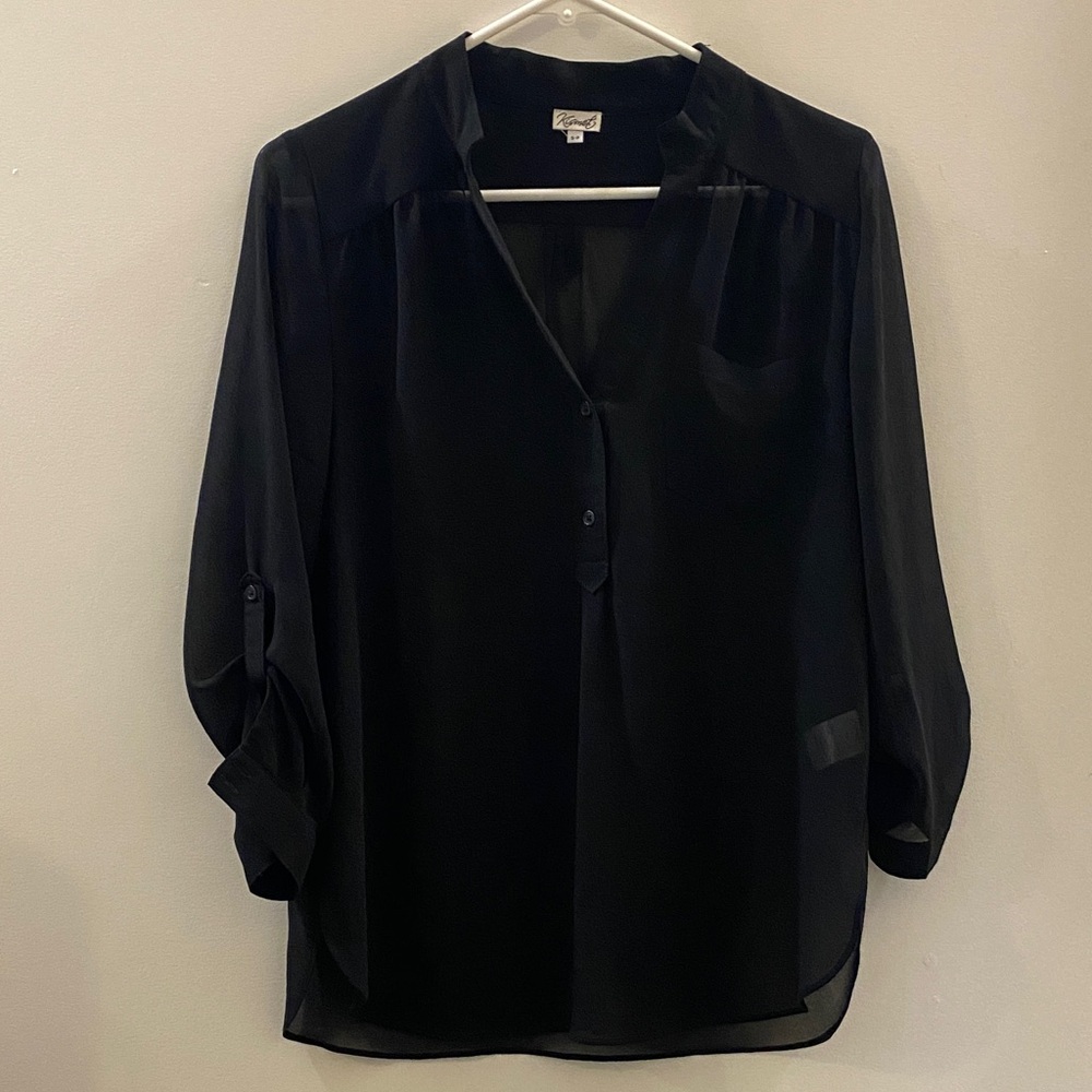 Kismet Black Blouse with Button Detail